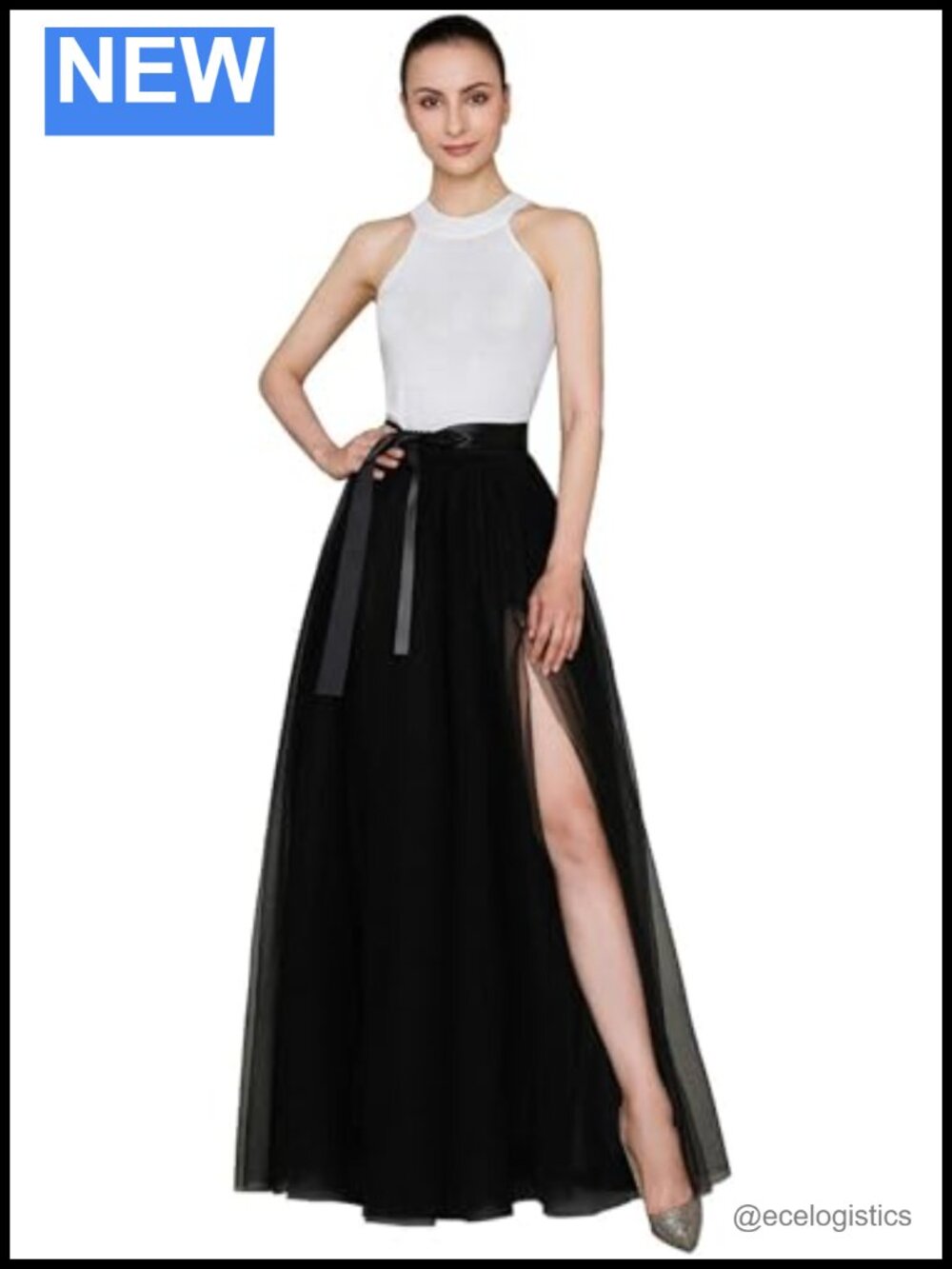 Floor Length Tulle Skirt with Split for Prom Wedding Cosplay Women Tutu Evening